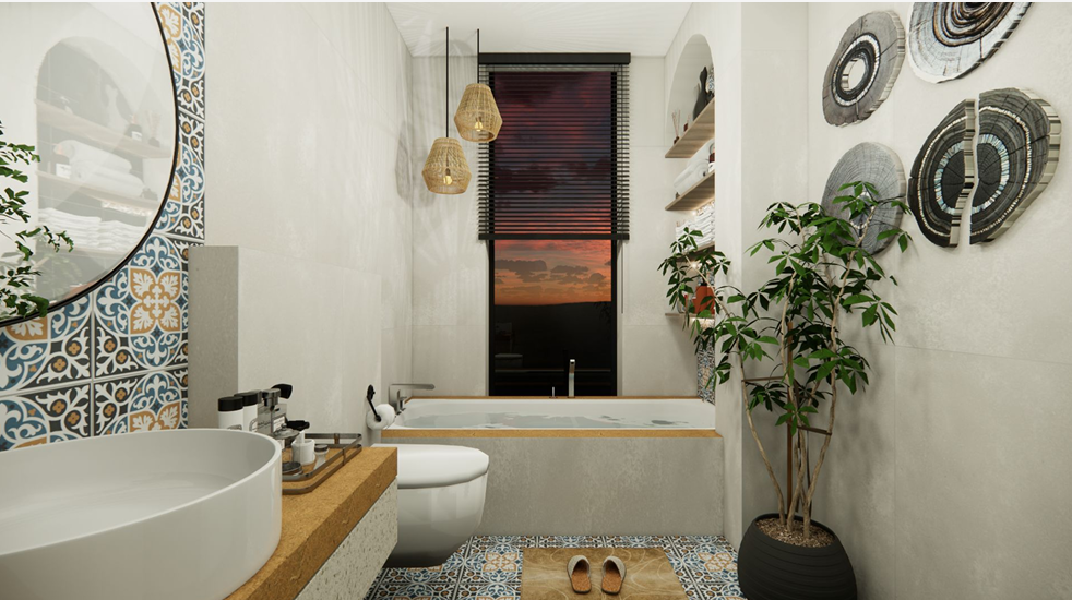 Cozy study with custom-designed interiors